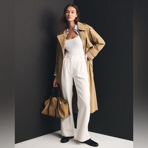 A&F Sloane Tailored Wide Leg Pant Cream 29 LONG